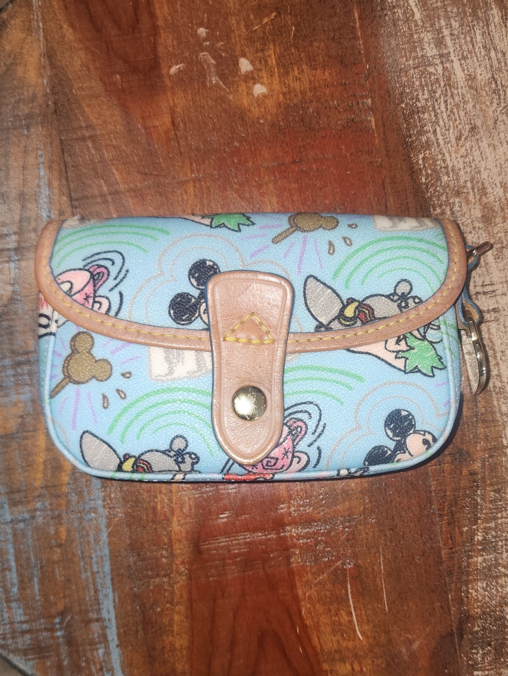 Dooney & Bourke Blue Disney Character Wristlet Pouch Mickey Minnie Tickerbell